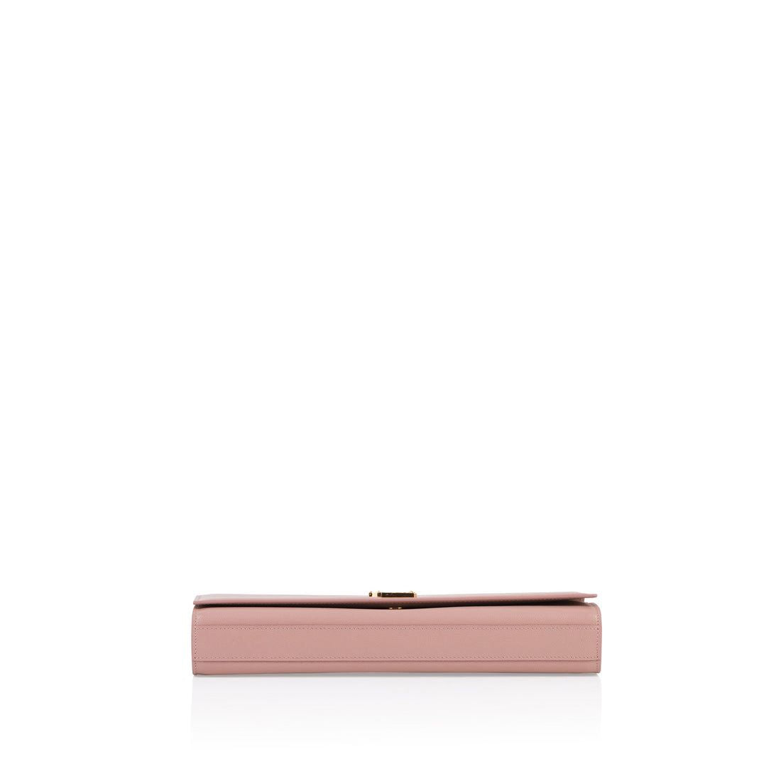 Saint Laurent Kate Monogram Clutch — Light Pink Grain de Poudre Leather with Gold Hardware