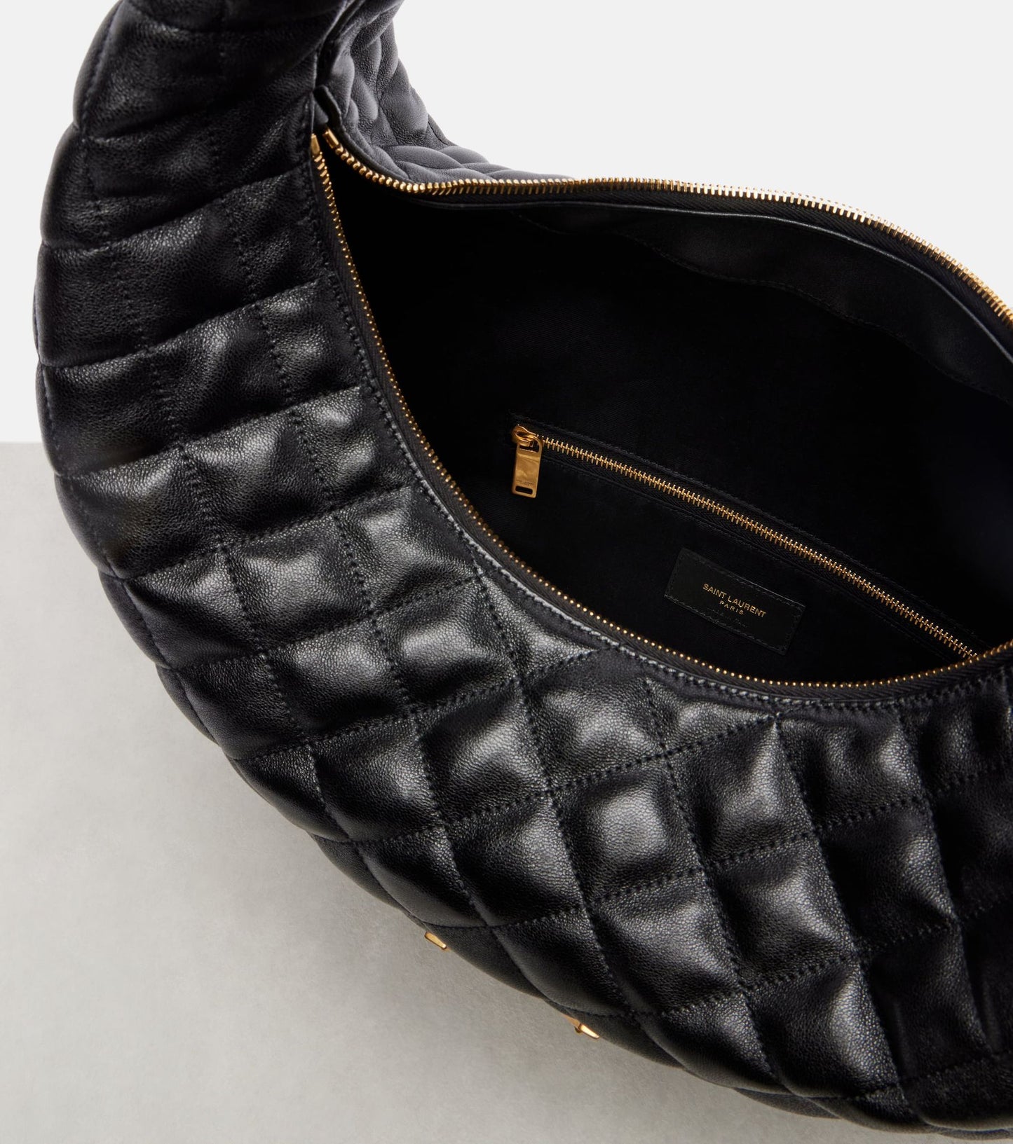 Saint Laurent Icare Medium Quilted Leather Shoulder Bag — Black Lambskin with Gold Hardware