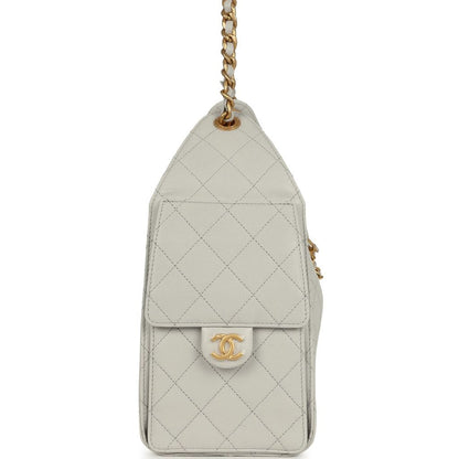 Chanel Small 25 Hobo Bag — Light Grey Caviar Leather with Antique Gold Hardware