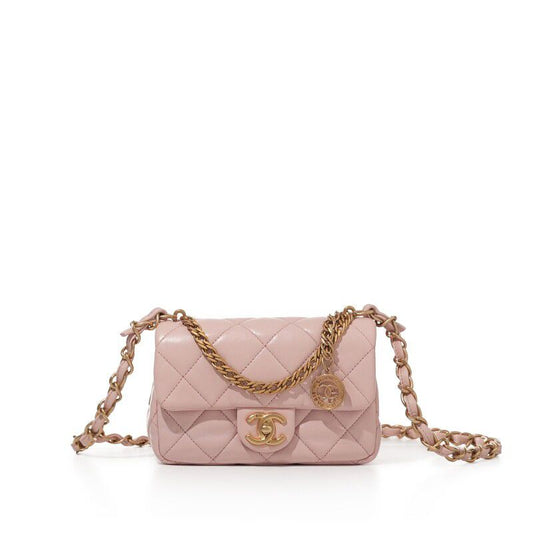 Chanel Quilted Lambskin Flap Bag — Pink with Aged Gold Hardware