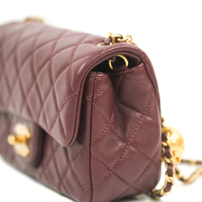 Chanel Mini Rectangular “Pearl Crush” Bag — Burgundy Lambskin with Aged Gold Hardware