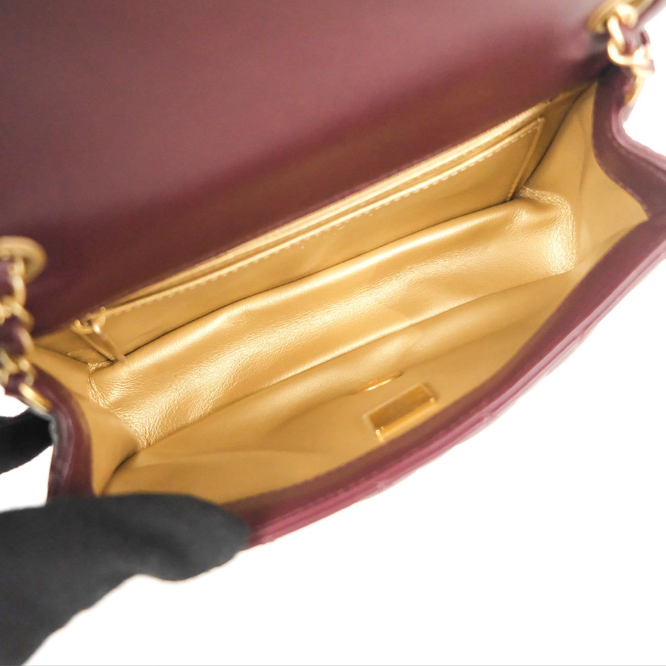 Chanel Mini Rectangular “Pearl Crush” Bag — Burgundy Lambskin with Aged Gold Hardware