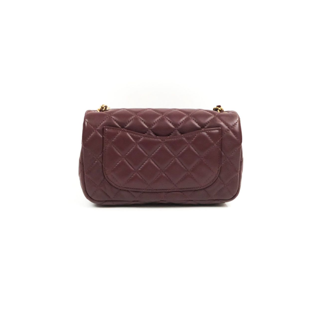 Chanel Mini Rectangular “Pearl Crush” Bag — Burgundy Lambskin with Aged Gold Hardware