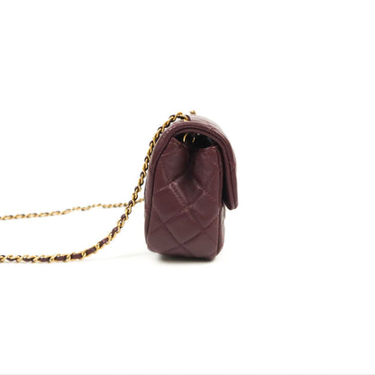 Chanel Mini Rectangular “Pearl Crush” Bag — Burgundy Lambskin with Aged Gold Hardware