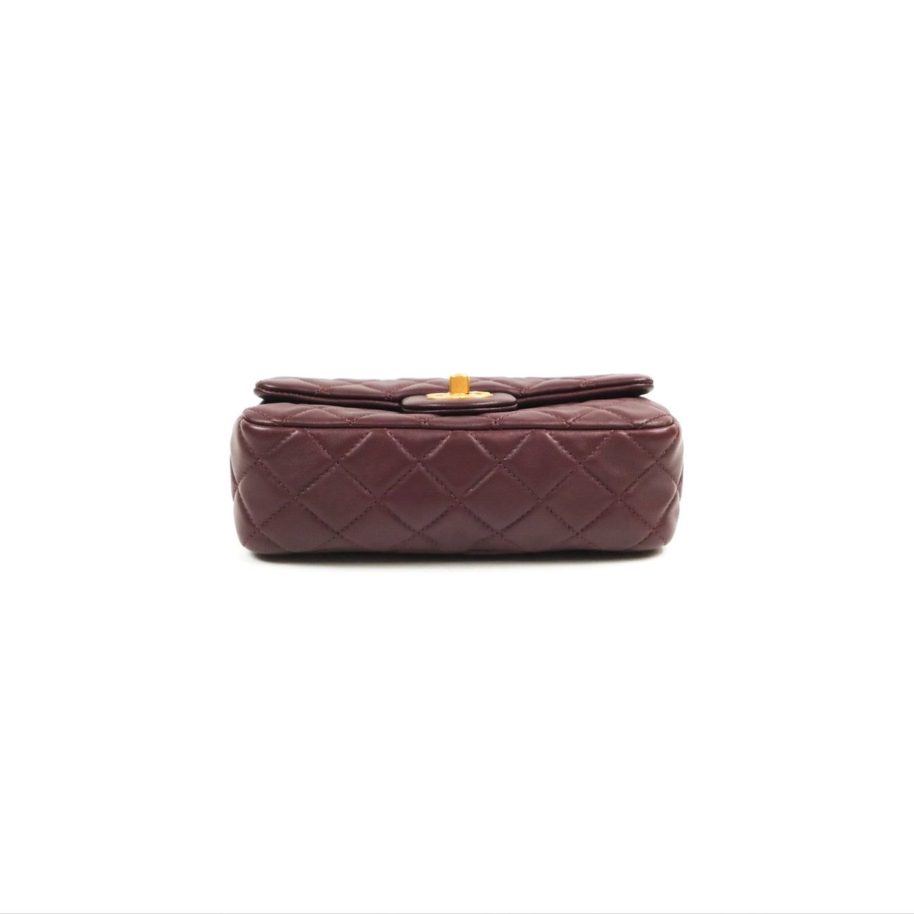 Chanel Mini Rectangular “Pearl Crush” Bag — Burgundy Lambskin with Aged Gold Hardware