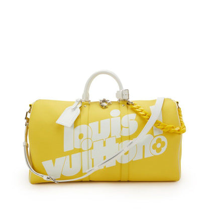 Louis Vuitton Everyday LV Keepall Bandoulière 50 — Yellow Leather with Silver Hardware