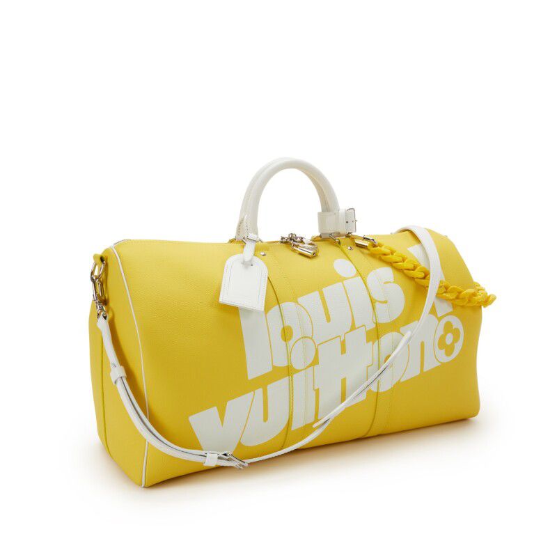 Louis Vuitton Everyday LV Keepall Bandoulière 50 — Yellow Leather with Silver Hardware