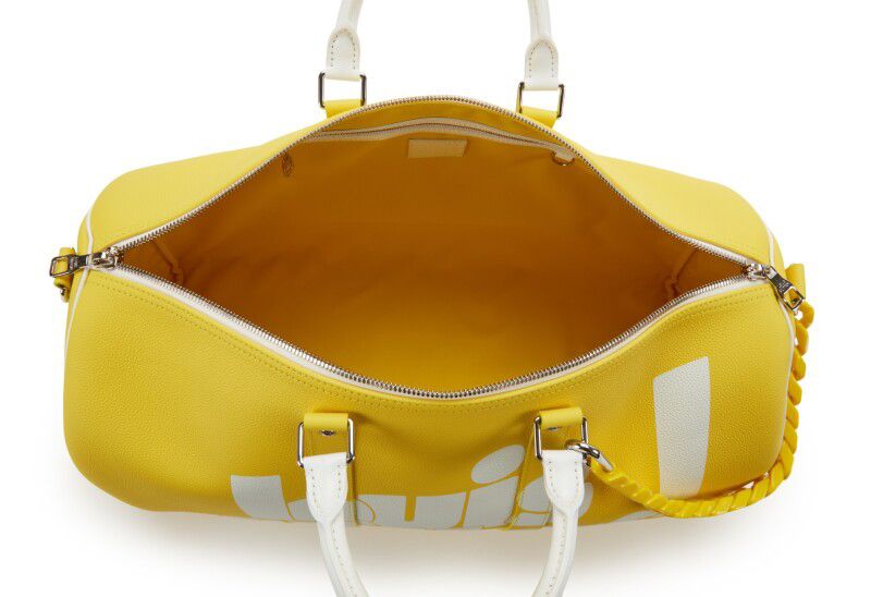 Louis Vuitton Everyday LV Keepall Bandoulière 50 — Yellow Leather with Silver Hardware