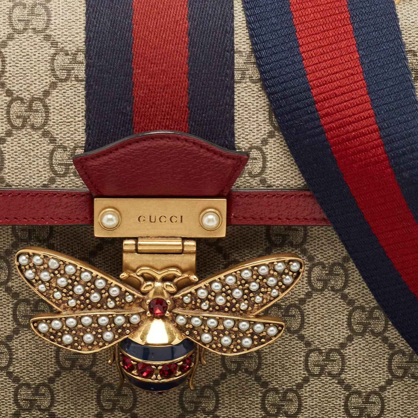 Gucci Queen Margaret Small Top Handle Bag — Red Coated