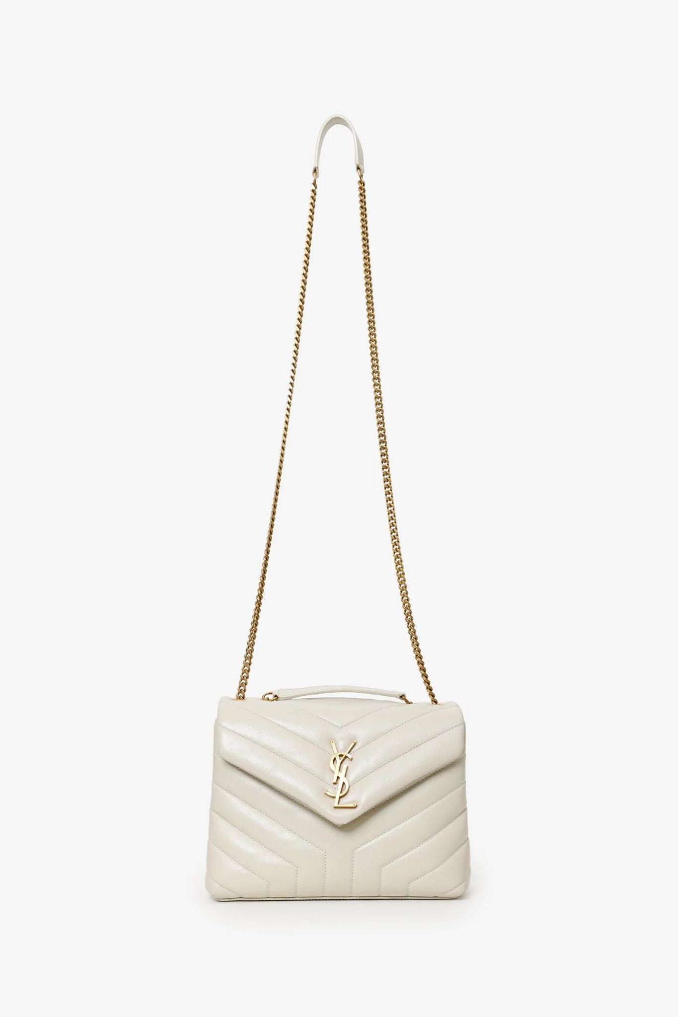 Saint Laurent Small Lou Handbag — Taupe