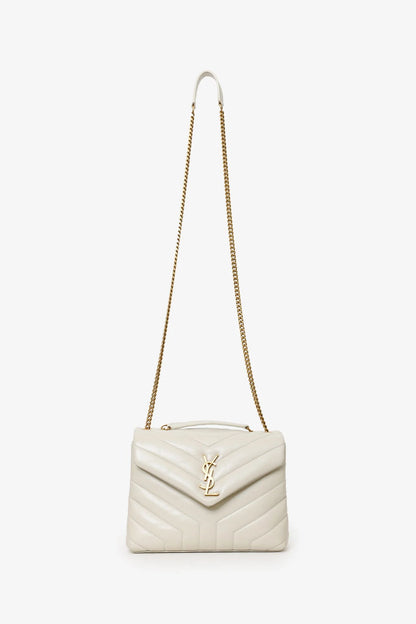 Saint Laurent Small Lou Handbag — Taupe