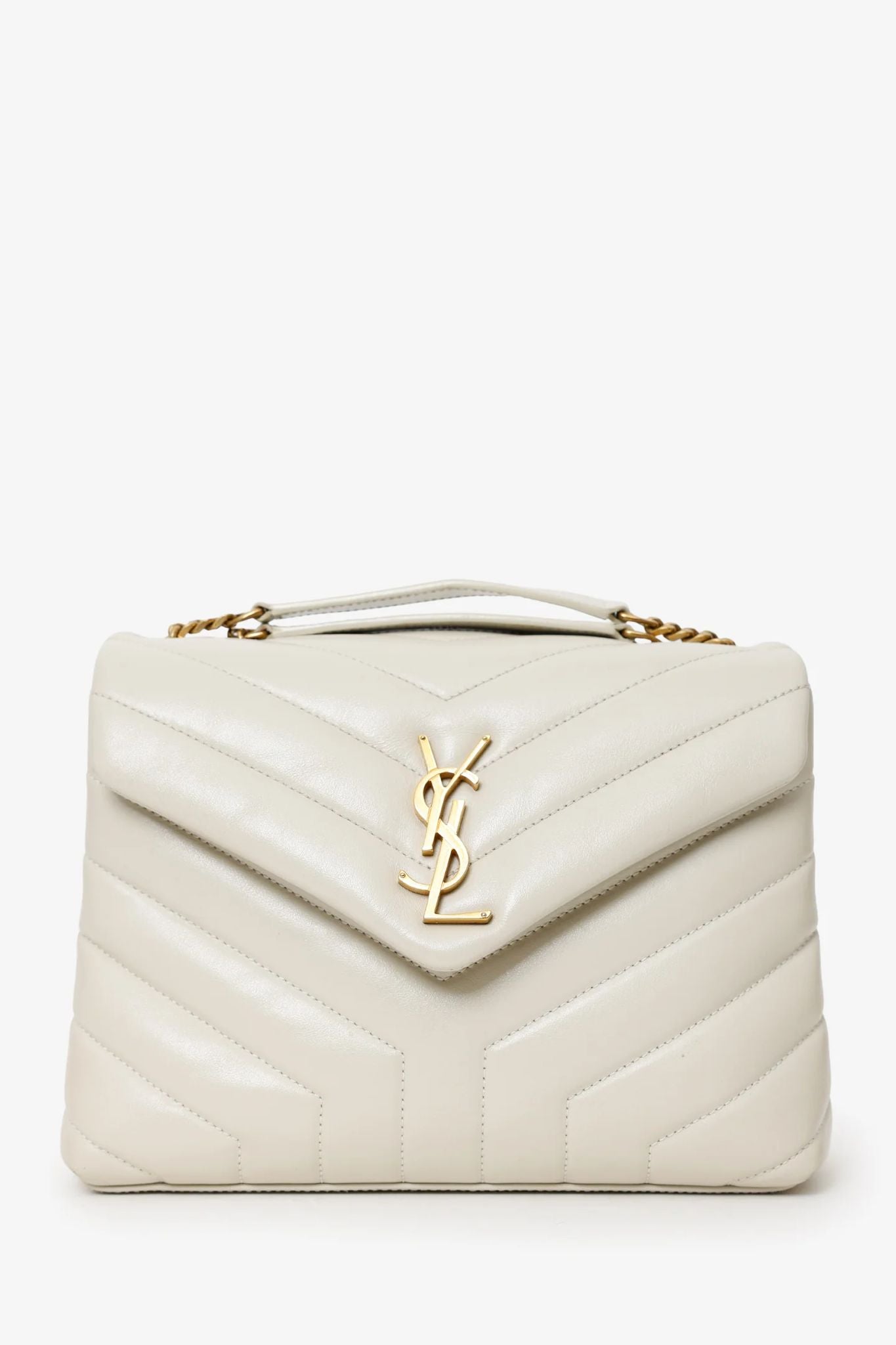 Saint Laurent Small Lou Handbag — Taupe