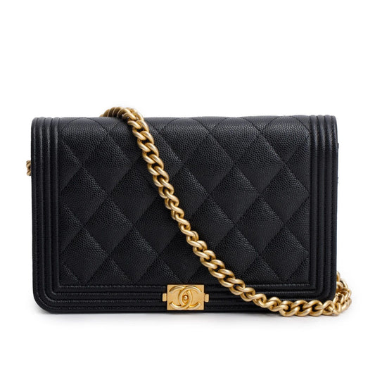 Chanel Boy Wallet on Chain — Black Caviar