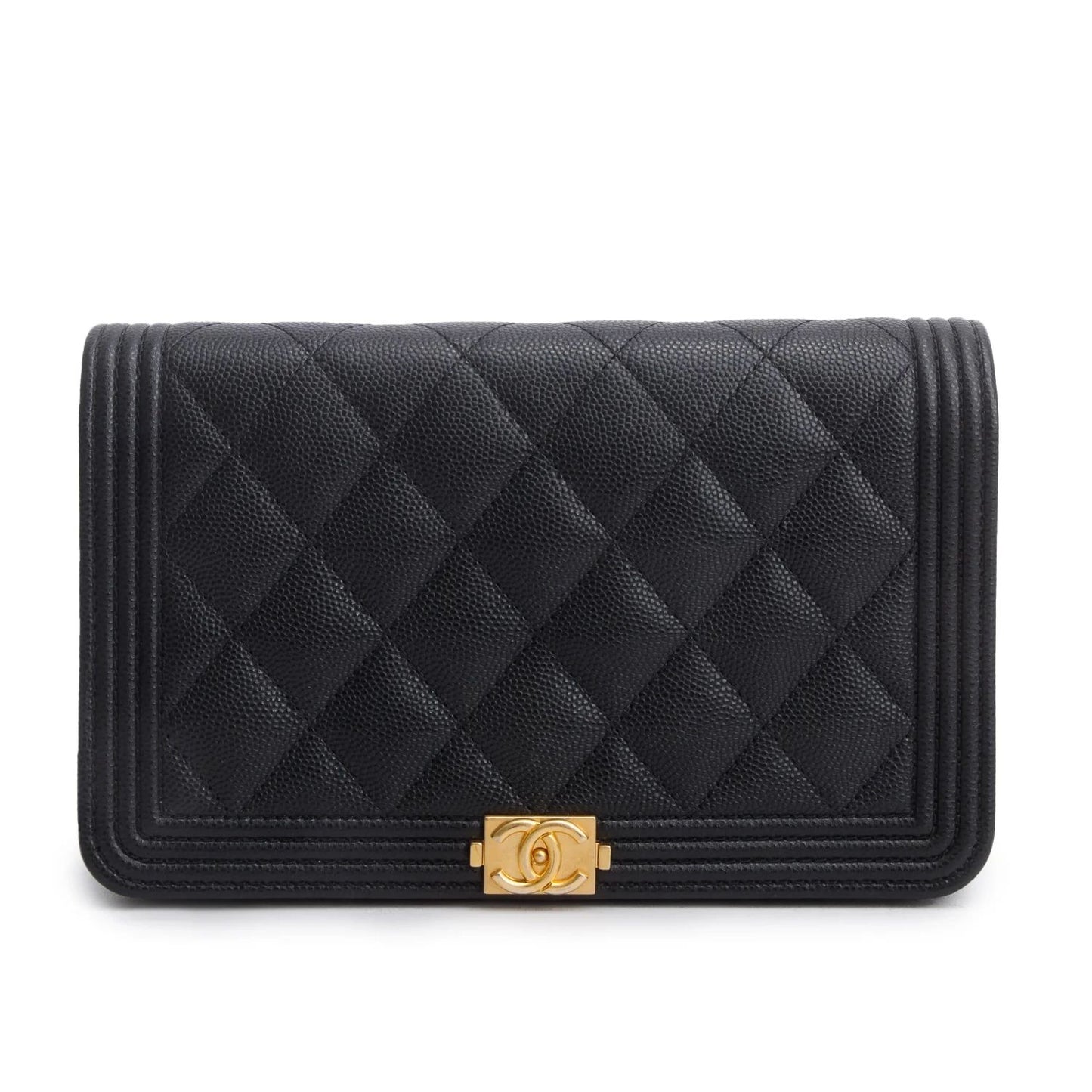 Chanel Boy Wallet on Chain — Black Caviar