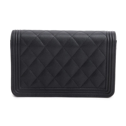 Chanel Boy Wallet on Chain — Black Caviar