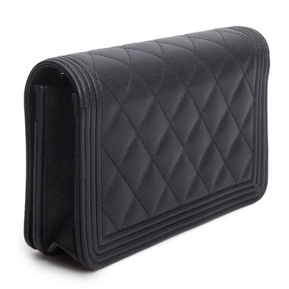 Chanel Boy Wallet on Chain — Black Caviar