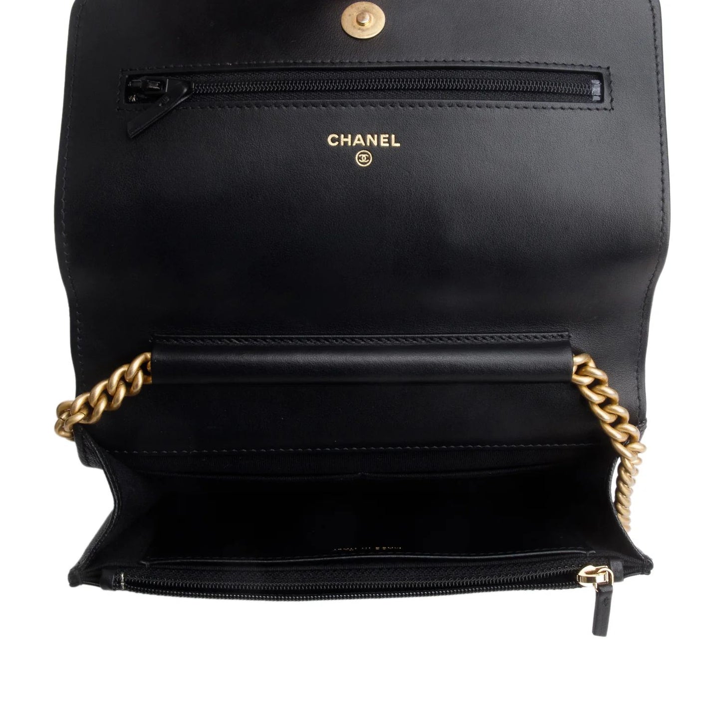 Chanel Boy Wallet on Chain — Black Caviar