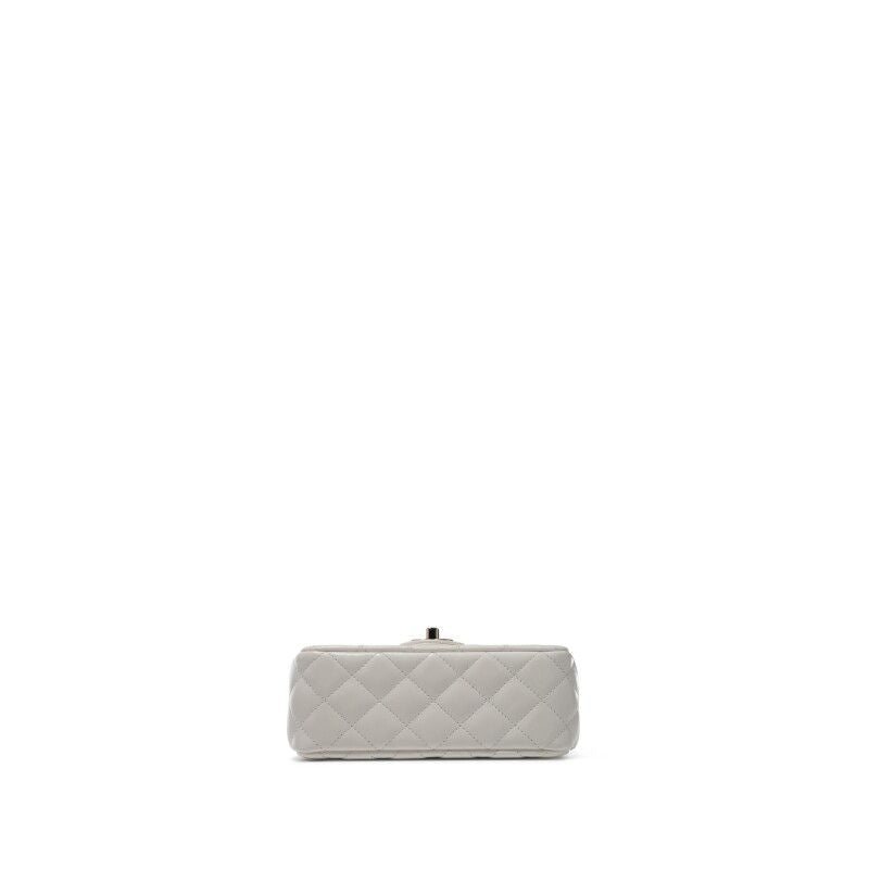 Chanel White Quilted Lambskin Top Handle Mini Flap Bag — Gold Hardware