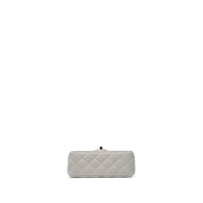 Chanel White Quilted Lambskin Top Handle Mini Flap Bag — Gold Hardware