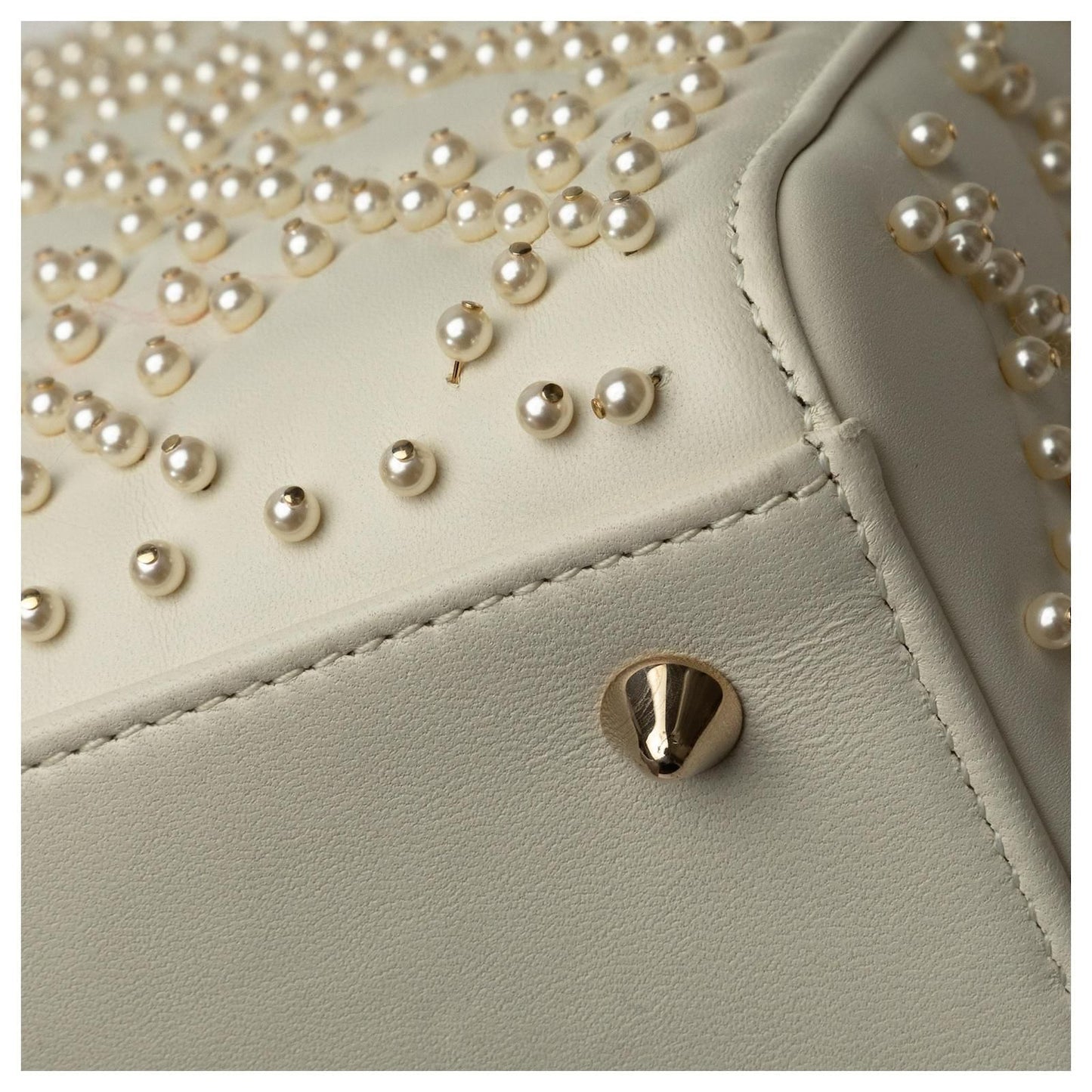Dior White Medium Pearl Cannage Lady Dior