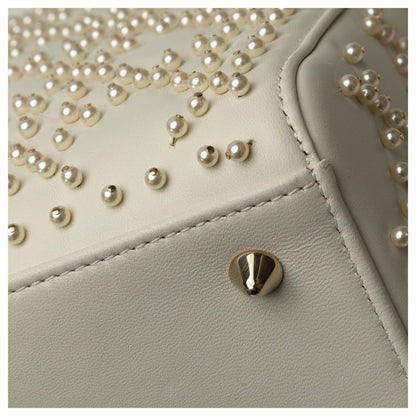 Dior White Medium Pearl Cannage Lady Dior
