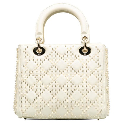Dior White Medium Pearl Cannage Lady Dior