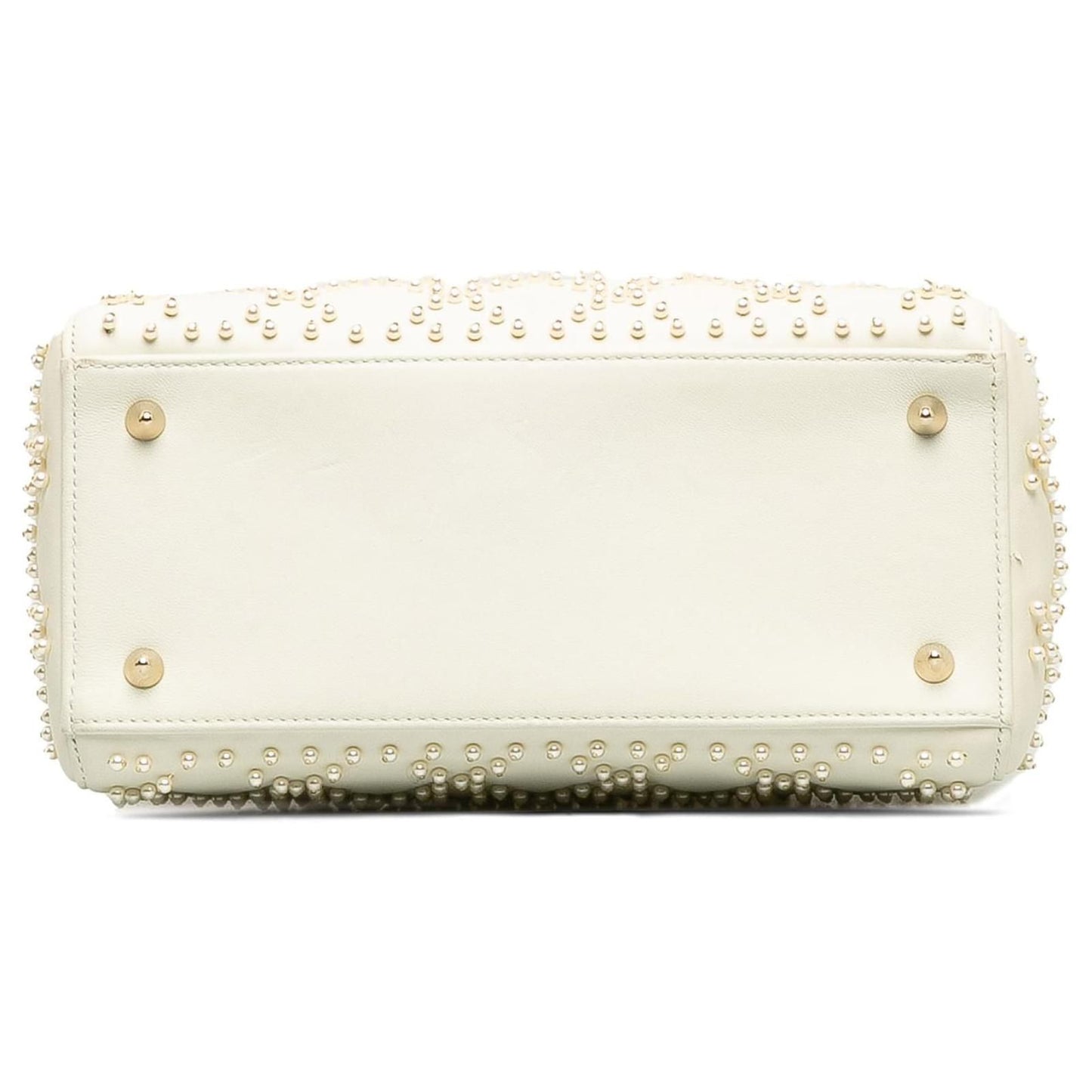 Dior White Medium Pearl Cannage Lady Dior