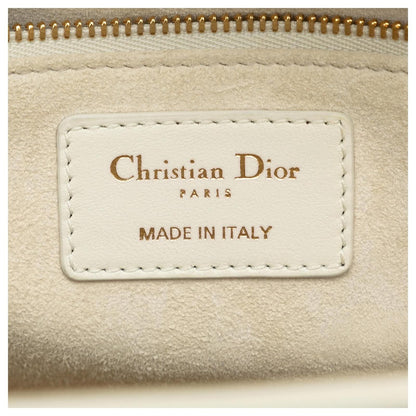 Dior White Medium Pearl Cannage Lady Dior