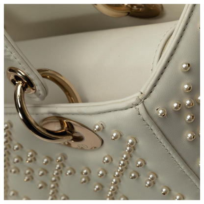 Dior White Medium Pearl Cannage Lady Dior