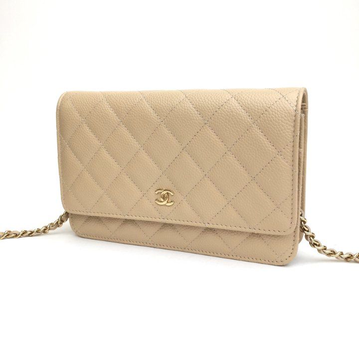 Chanel Wallet on Chain in Beige Caviar