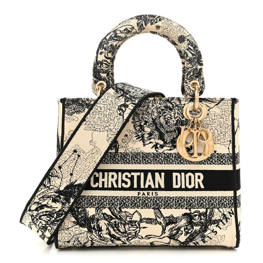 Dior Canvas Embroidered Zodiac Toile de Jouy Medium Lady D-Lite