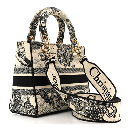 Dior Canvas Embroidered Zodiac Toile de Jouy Medium Lady D-Lite