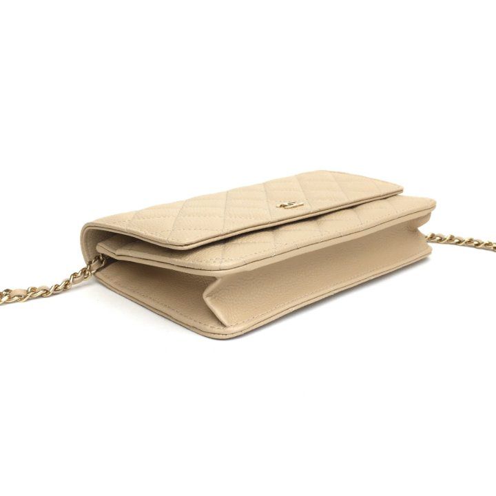 Chanel Wallet on Chain in Beige Caviar