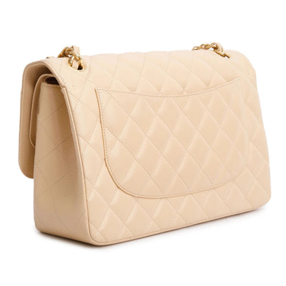 Classic Double Flap Bag — Beige