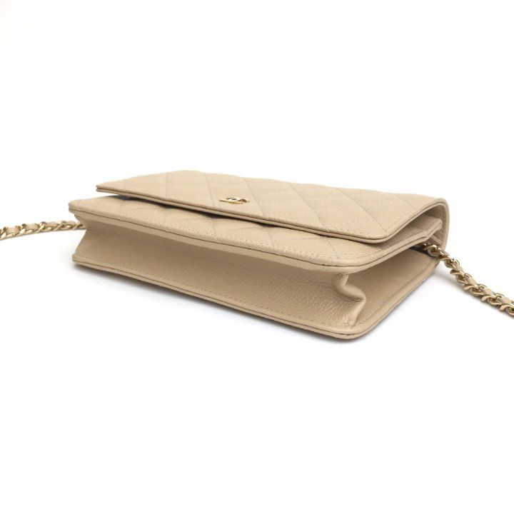 Chanel Wallet on Chain in Beige Caviar
