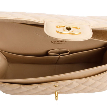 Classic Double Flap Bag — Beige