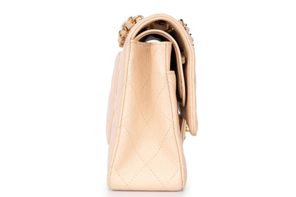 Chanel Medium Classic Flap Bag — Beige Caviar Leather with Gold Hardware