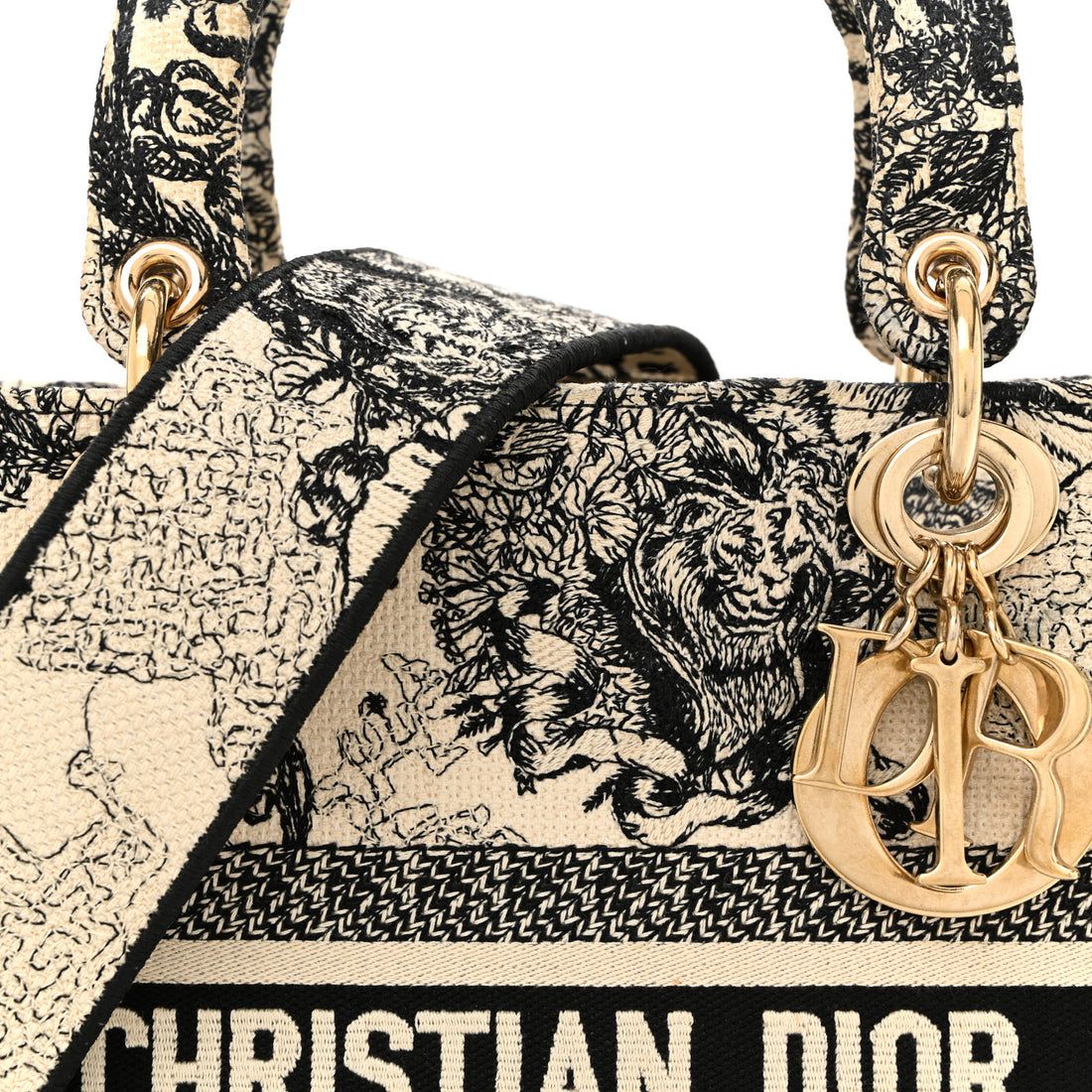 Dior Canvas Embroidered Zodiac Toile de Jouy Medium Lady D-Lite