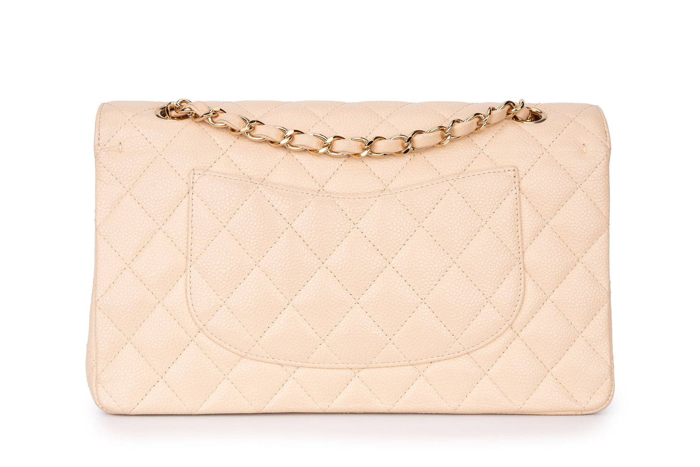 Chanel Medium Classic Flap Bag — Beige Caviar Leather with Gold Hardware