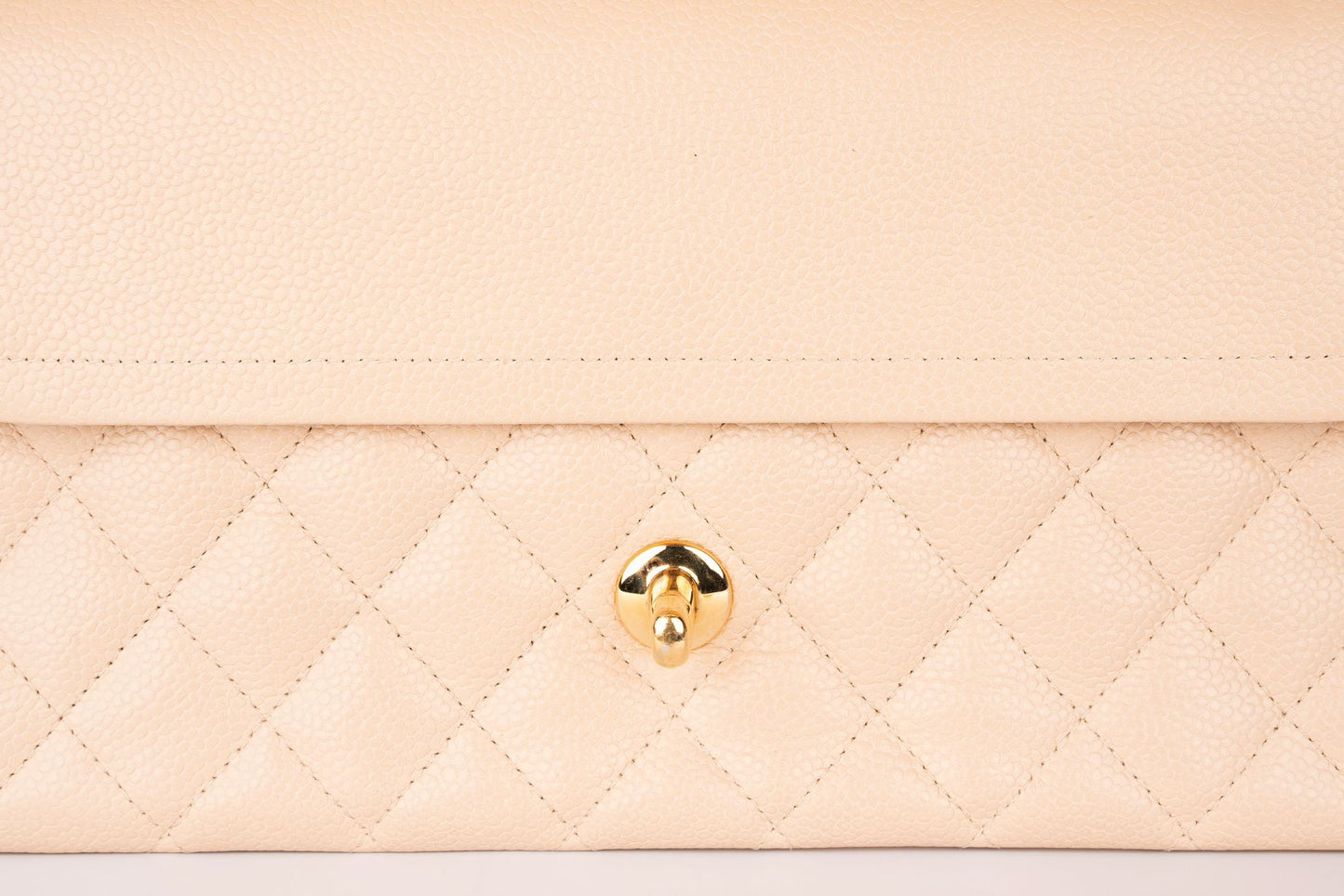 Chanel Medium Classic Flap Bag — Beige Caviar Leather with Gold Hardware