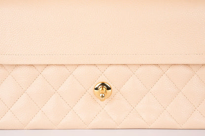 Chanel Medium Classic Flap Bag — Beige Caviar Leather with Gold Hardware