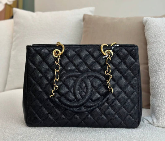 Chanel Black Quilted Caviar Grand Shopping Tote (GST)