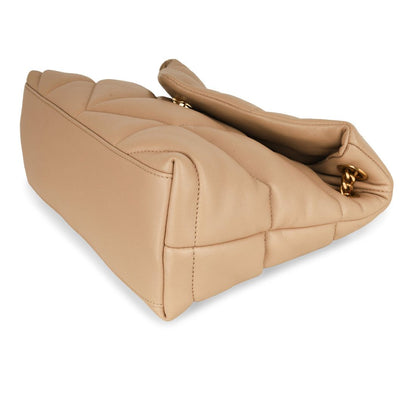Saint Laurent Small Puffer Lambskin Leather Handbag — Beige