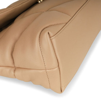 Saint Laurent Small Puffer Lambskin Leather Handbag — Beige
