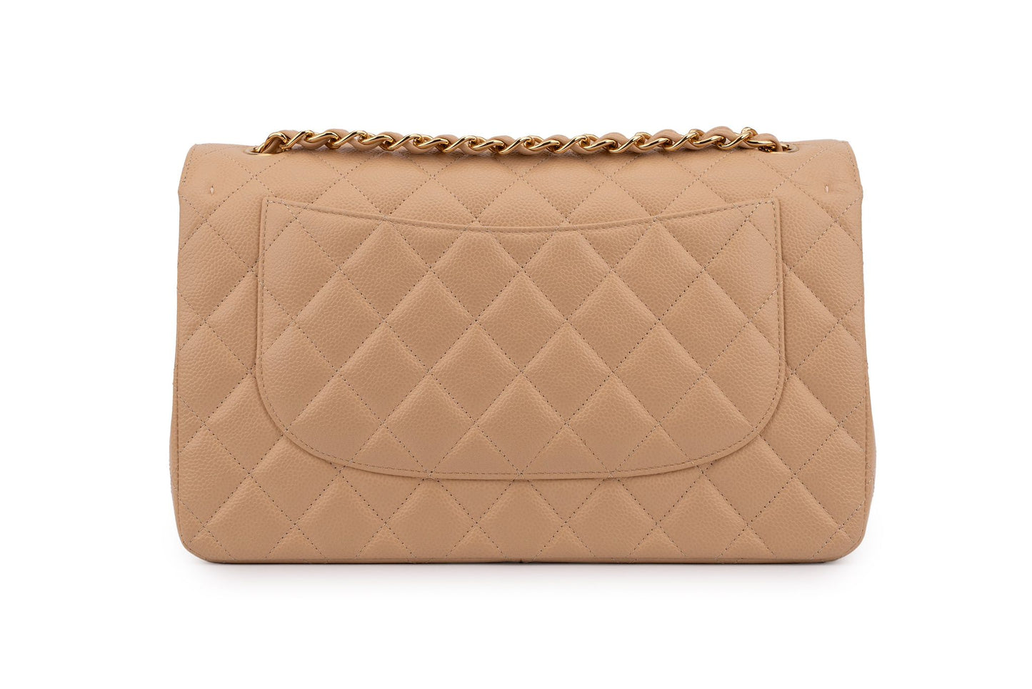Chanel Classic Double Flap Bag — Dark Beige Caviar Leather with Gold Hardware