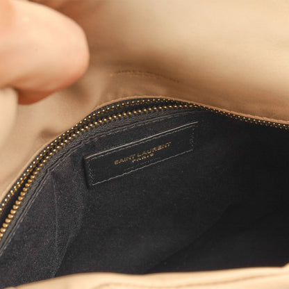 Saint Laurent Small Puffer Lambskin Leather Handbag — Beige