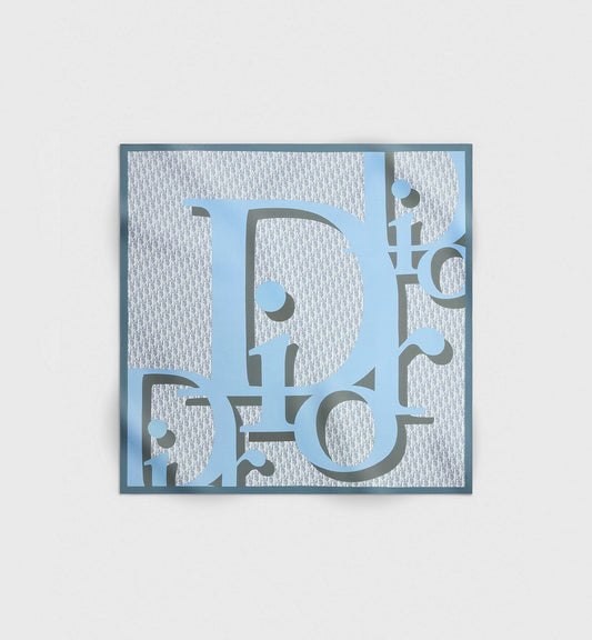 Dior Infini 70 Square Scarf – Blue Silk Twill