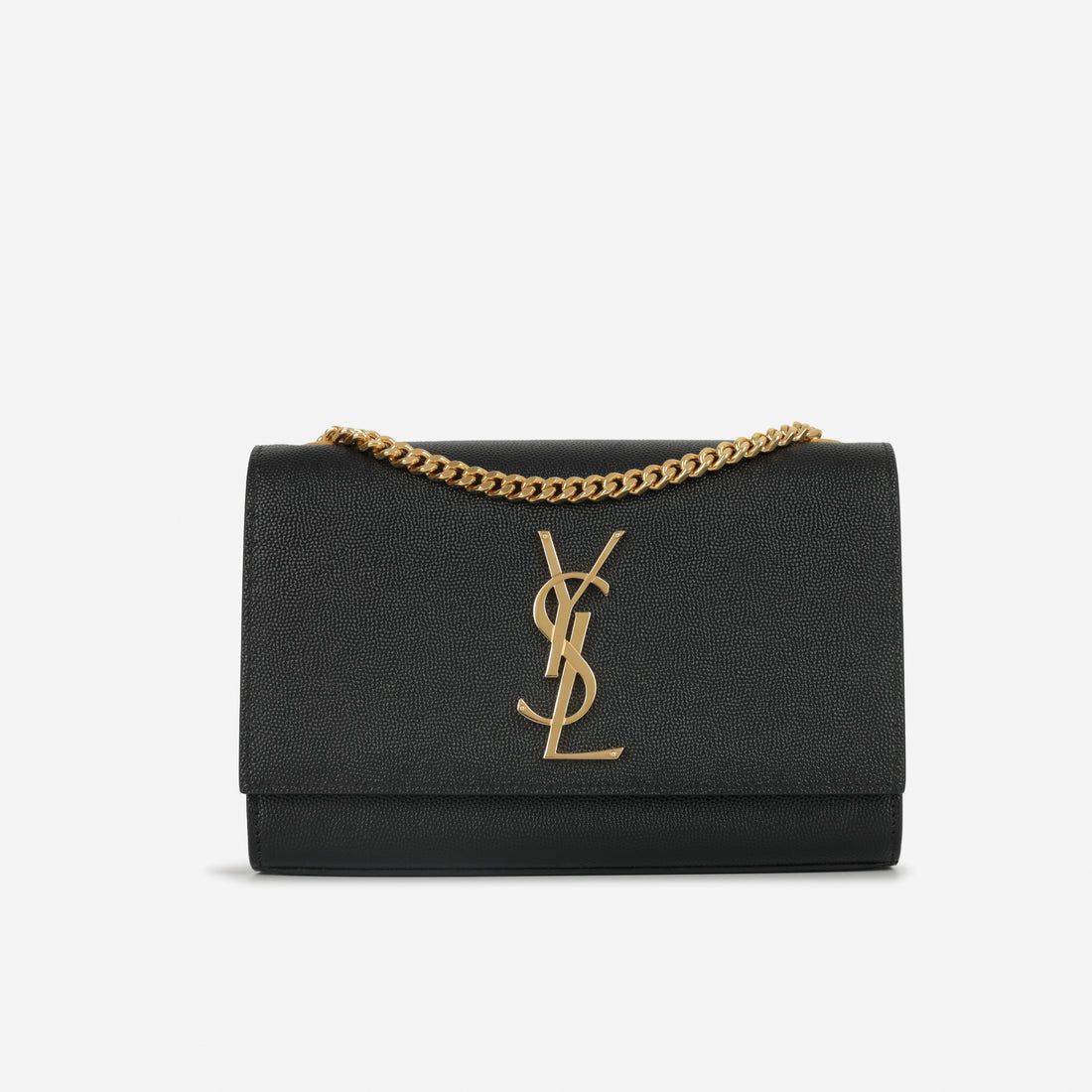 Saint Laurent Small Kate Bag — Black Grained Leather with Gold Hardware