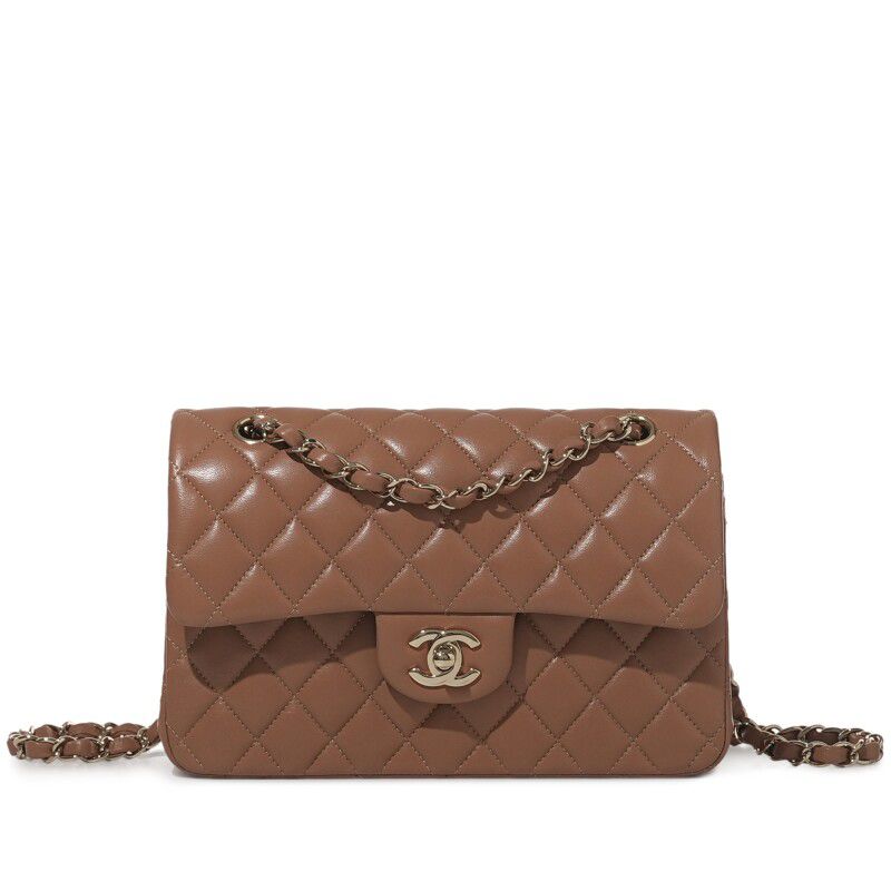 Chanel Classic Double Flap Bag — Brown Quilted Lambskin with Pale Gold Hardware