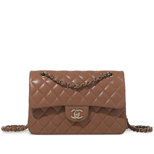 Chanel Classic Double Flap Bag — Brown Quilted Lambskin with Pale Gold Hardware
